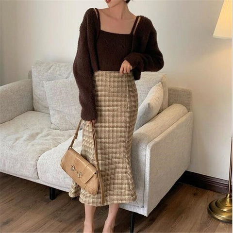 Knitted High Quality Vest Cardigan Sets