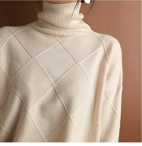 Pure Wool Turtleneck Plus Size Knitted Sweaters