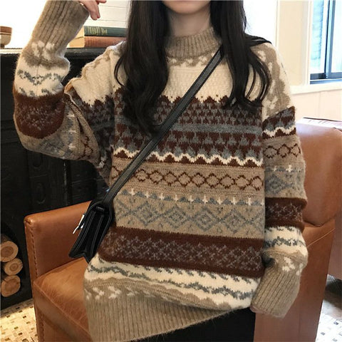 Femme Korean Style Rustic Vintage Style Winter Sweaters