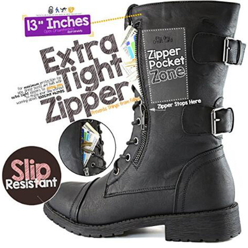 Creative Winter Zip Buckle Military Combat Boots