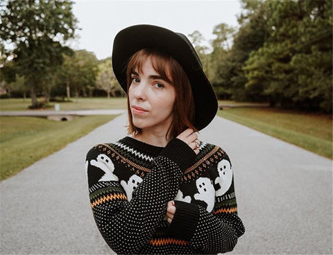 Funny Ghost Pattern GOTHIC Warm Winter Sweater