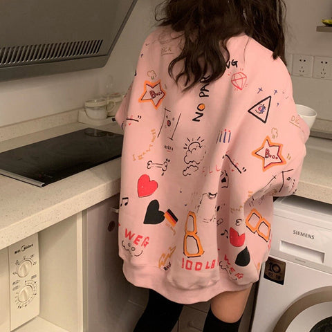 Funny Draws Loose Fit Style Sweatshirts