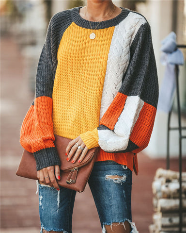 Patchwork Loose Sleeve Sweaters