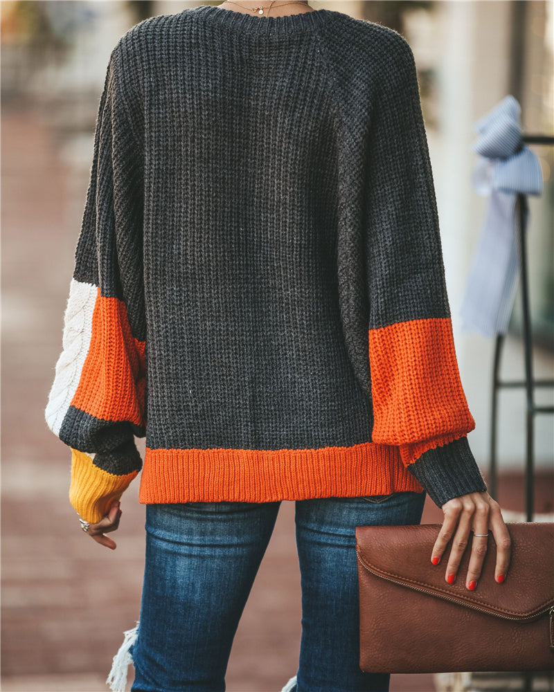 Patchwork Loose Sleeve Sweaters