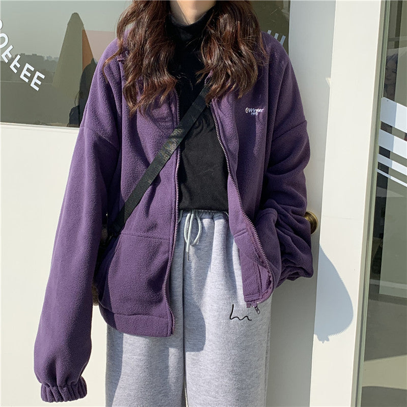 Plus Size Zip Up Winter Jacket Hoodie