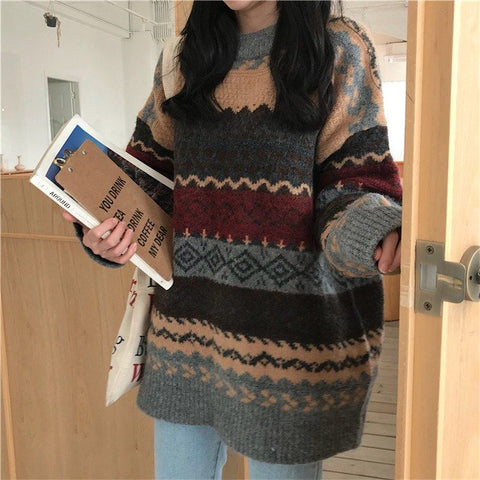 Femme Korean Style Rustic Vintage Style Winter Sweaters