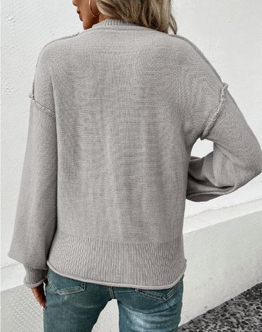 Solide Oberteile mit geteilter Naht und Tasche und Rundhalsausschnitt