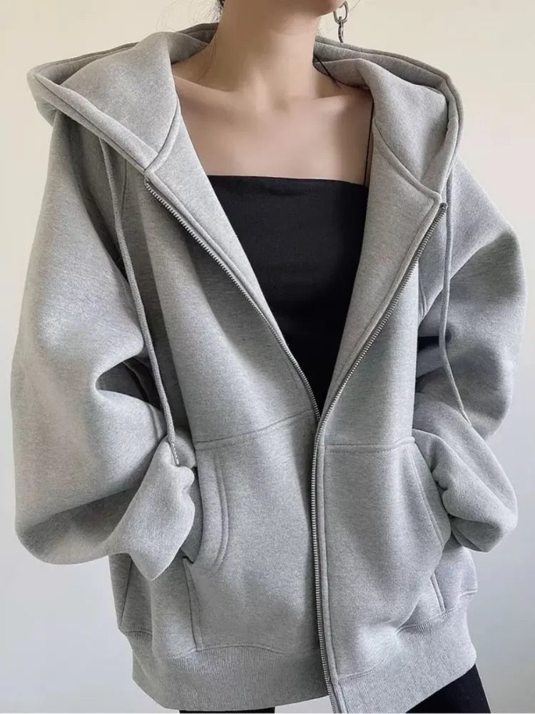 Big Hooded Zipper Loose Fit Autumn Winter Hoodies