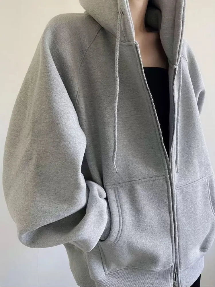 Big Hooded Zipper Loose Fit Autumn Winter Hoodies