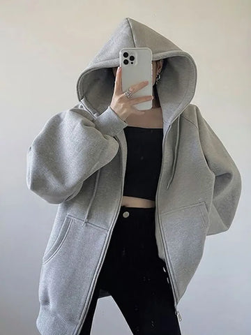 Big Hooded Zipper Loose Fit Autumn Winter Hoodies