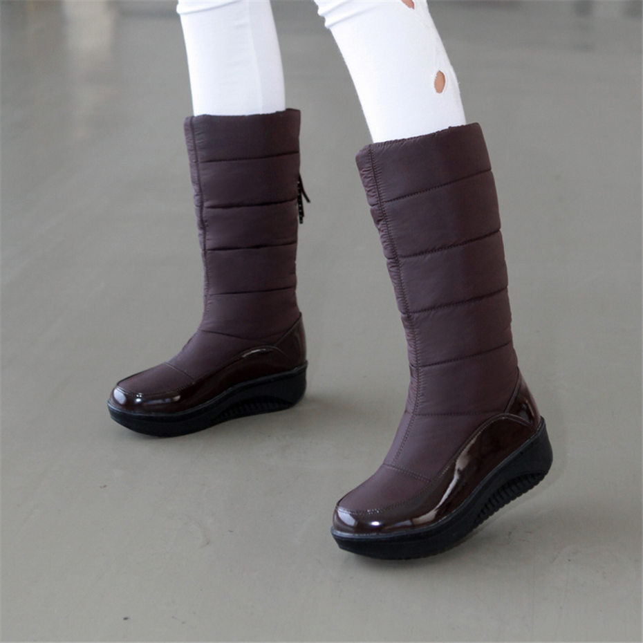 Warm Leather Snow Knee High Boots