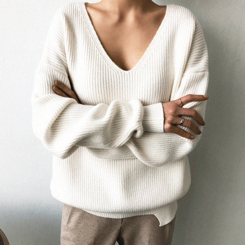 Pullover mit V-Ausschnitt im lockeren Stil