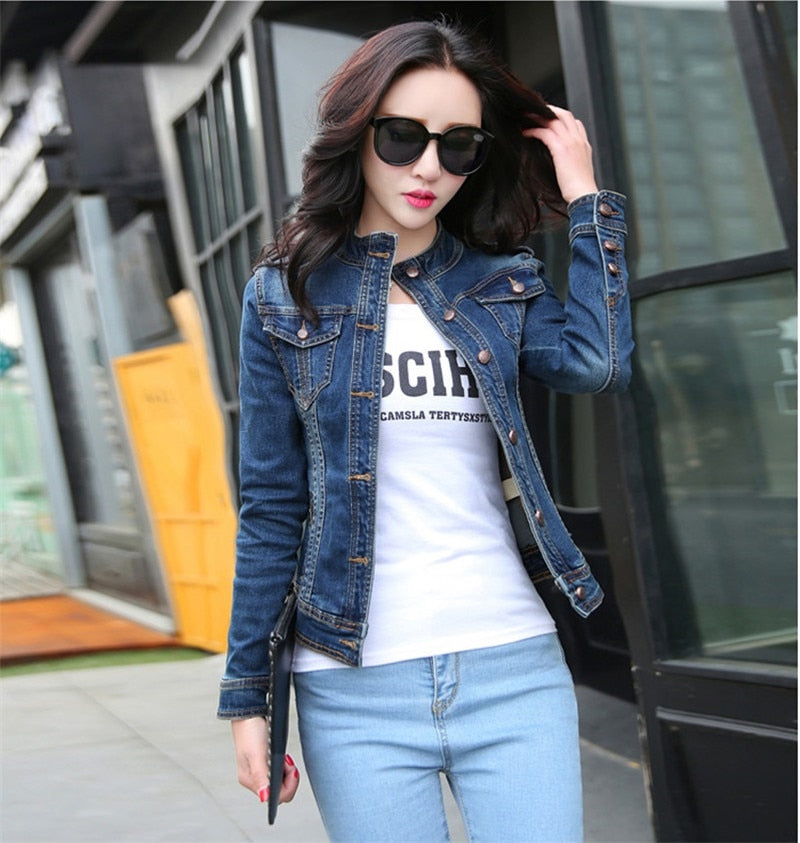 Fashionable Ladies Long Sleeve Denim Coat Jacket