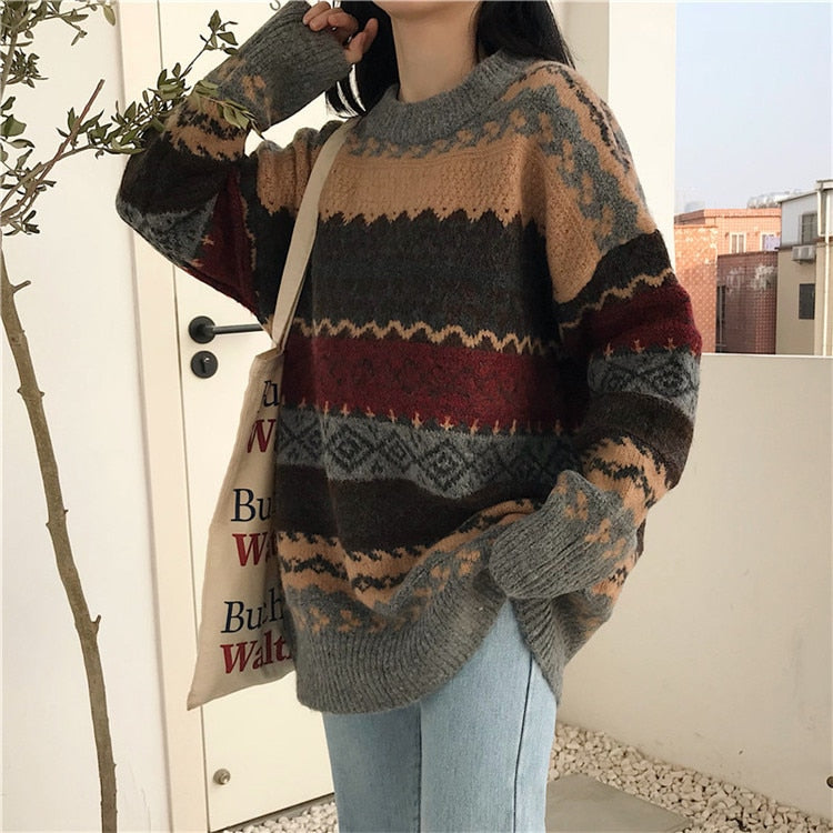 Femme Korean Style Rustic Vintage Style Winter Sweaters