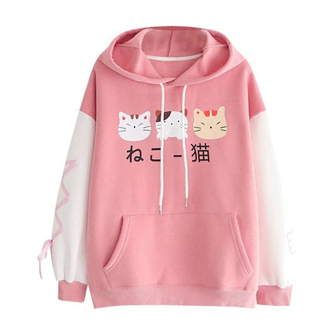 Japanese Graphic Cat Ears Hoodies