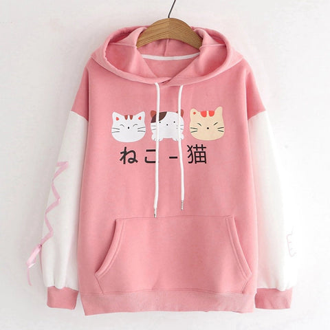 Japanese Graphic Cat Ears Hoodies