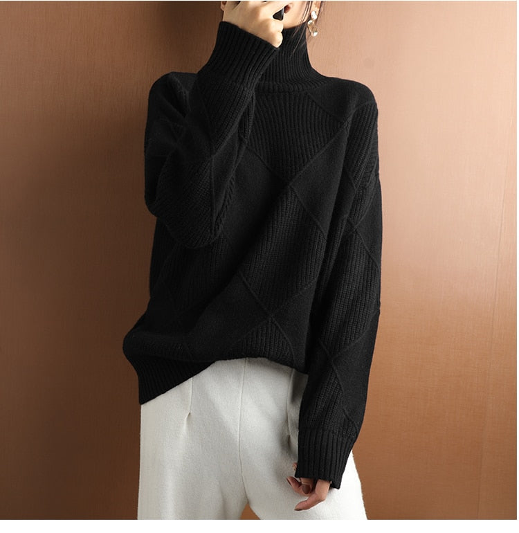 Autumn Winter Plus Size Soft Turtleneck Sweaters