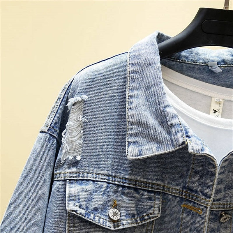 Chic Stylish Printed Jean Coat Jacket