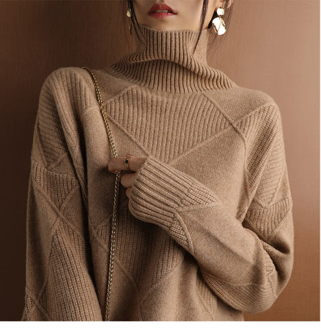 Pure Wool Turtleneck Plus Size Knitted Sweaters