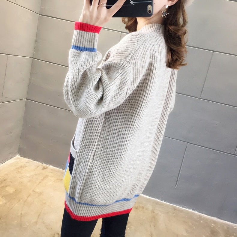 Thick Elastic Knitted Warm Cardigan Sweater