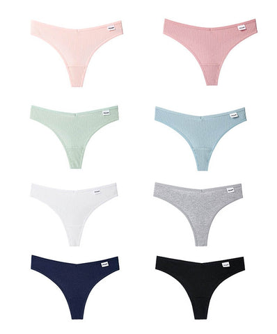 3Pcs/Lot V Waist Cotton G-String Thong Panties String Underwear Briefs Lingerie Underpant Low-Rise Ladies Intimate