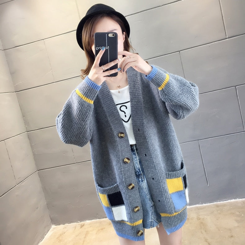 Thick Elastic Knitted Warm Cardigan Sweater