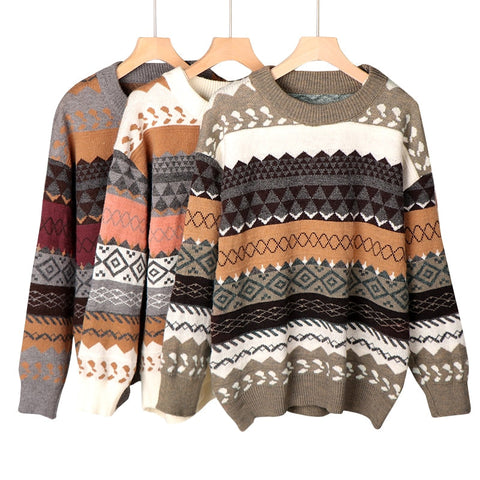 Femme Korean Style Rustic Vintage Style Winter Sweaters