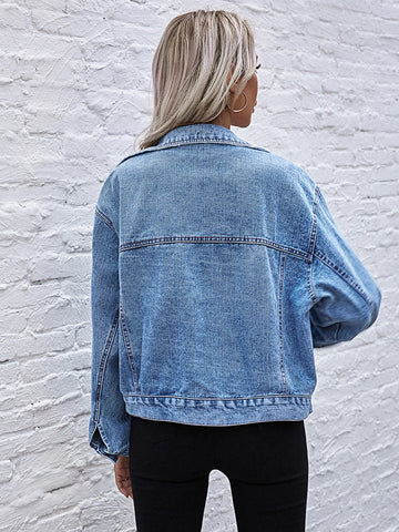 Casual Style Turn-Down Collar Denim Jacket