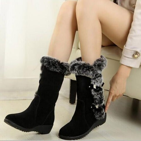 Pretty Warm Suede Ladies Snow Boots