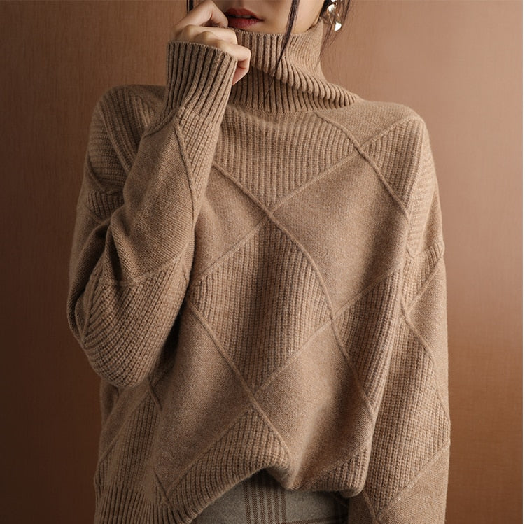 Pure Wool Turtleneck Plus Size Knitted Sweaters