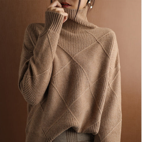 Pure Wool Turtleneck Plus Size Knitted Sweaters