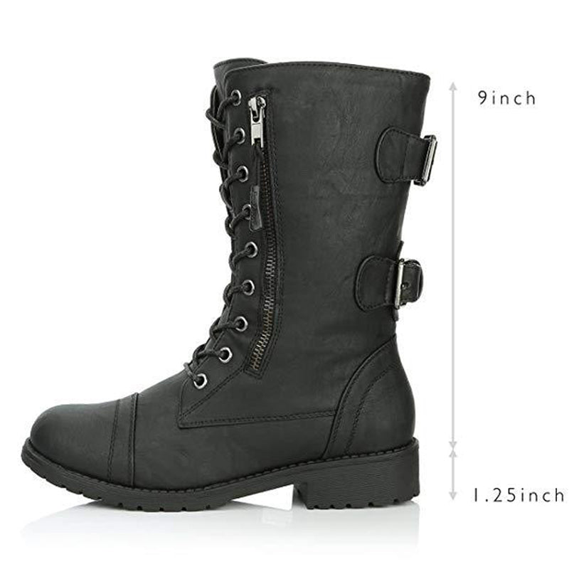 Creative Winter Zip Buckle Military Combat Boots