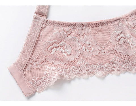 French Lace Embroidery Bra Set Push Up Lingerie Ultra-thin Underwear Set Transparent Panties Underwear