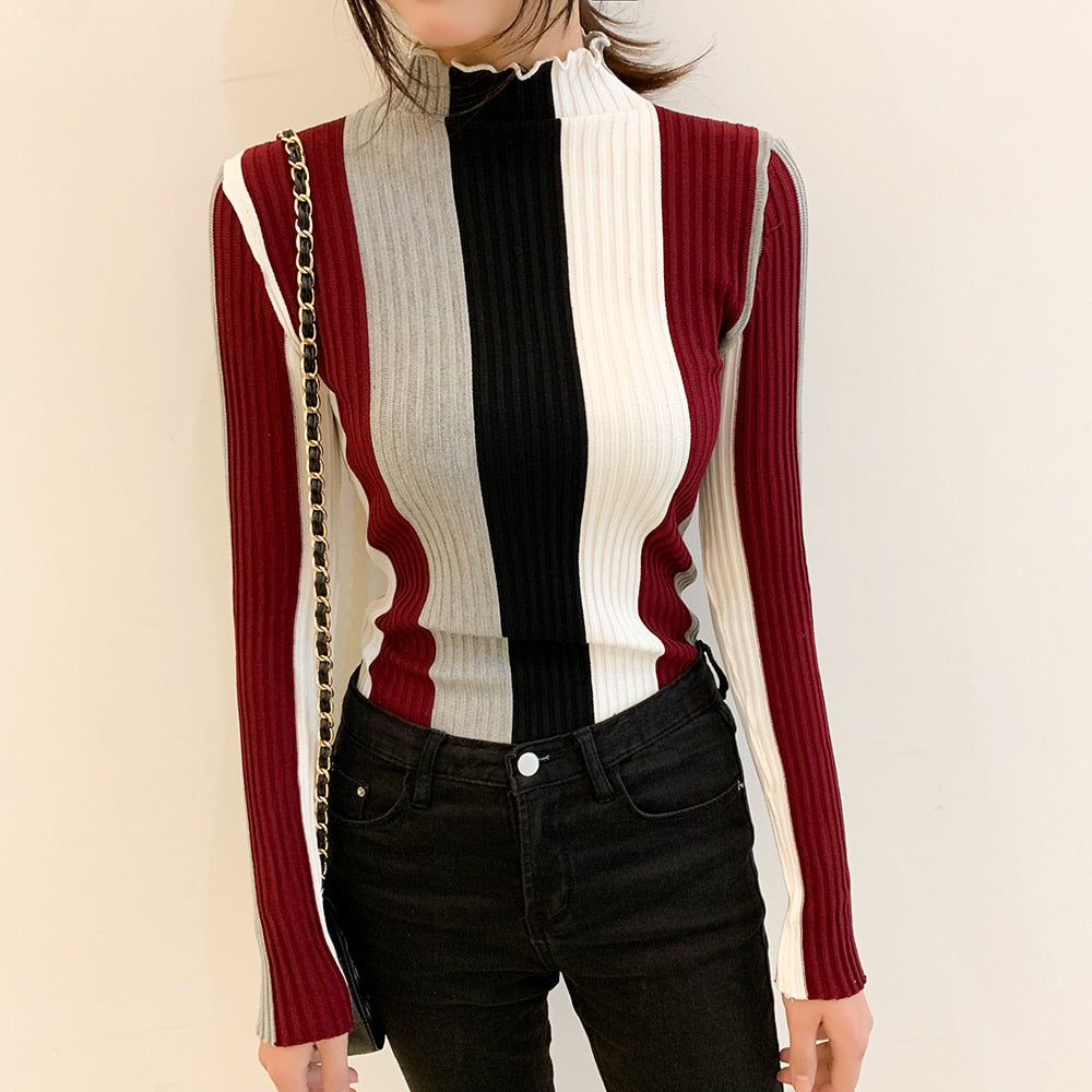 Slim Color Striped Sweaters