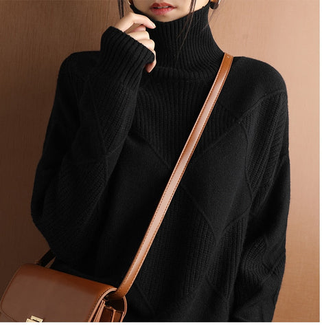 Pure Wool Turtleneck Plus Size Knitted Sweaters