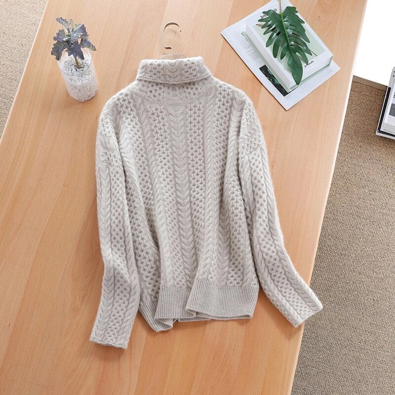 Braided Pattern Turtleneck Sweaters