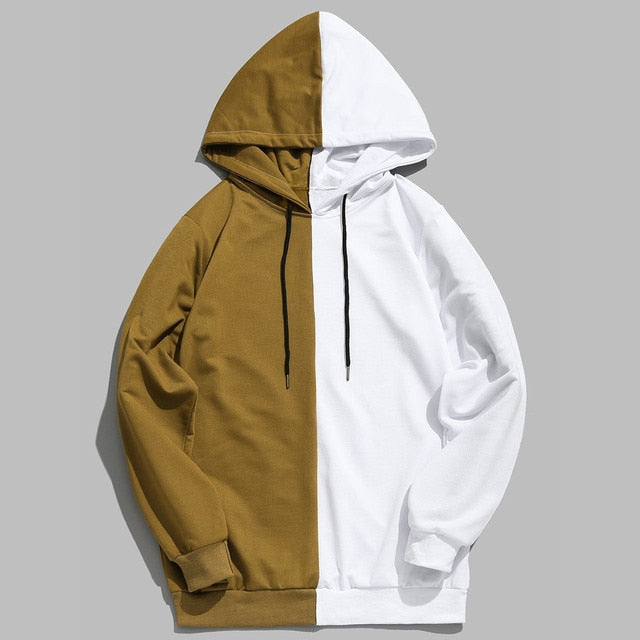 Men's Casual Half Color Cotton Hoodies