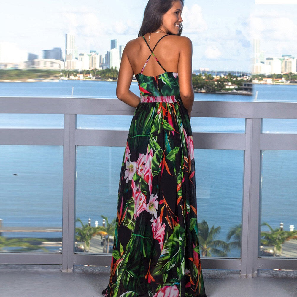 Zabelle Floral Ruffle Cutout Maxi Dress