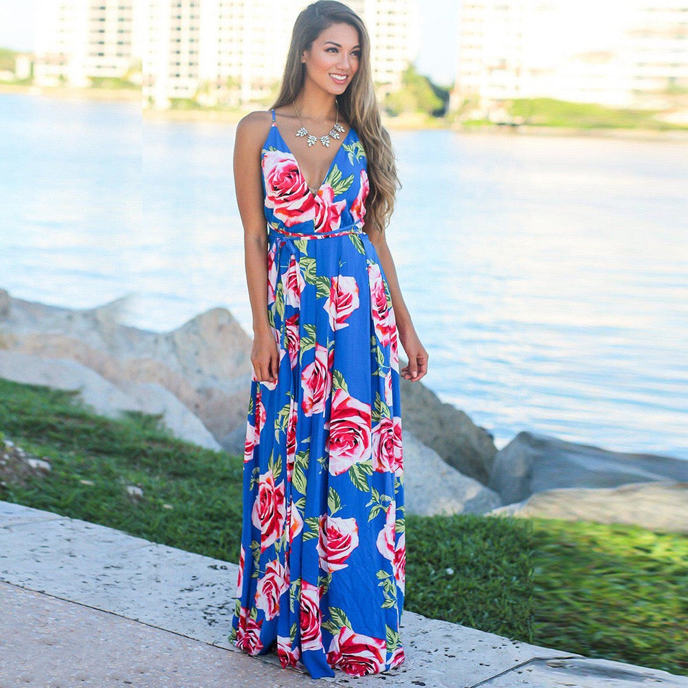 Zabelle Floral Ruffle Cutout Maxi Dress