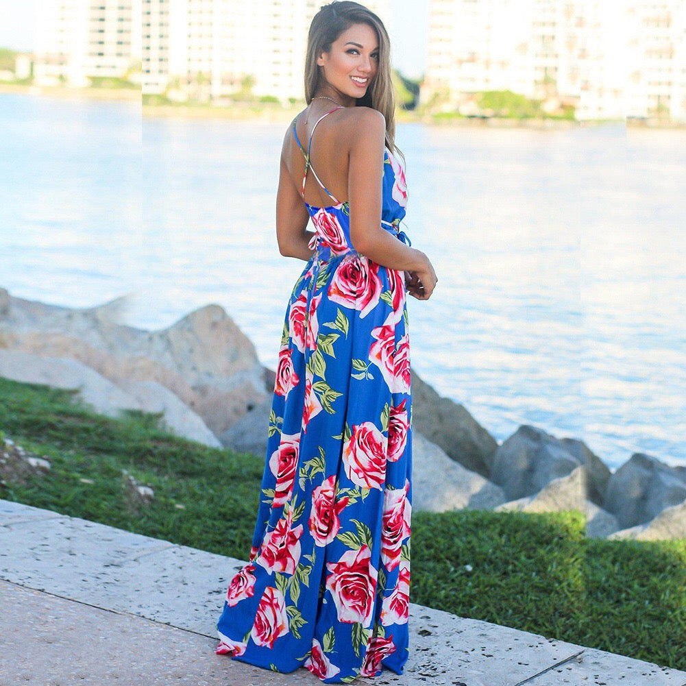 Zabelle Floral Ruffle Cutout Maxi Dress