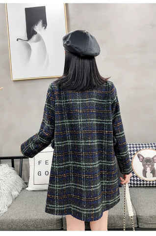 Stan Pocketed Plaid Coat - Midnight Navy