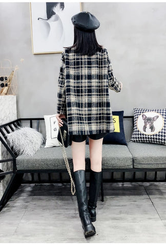 Stan Pocketed Plaid Coat - Midnight Navy