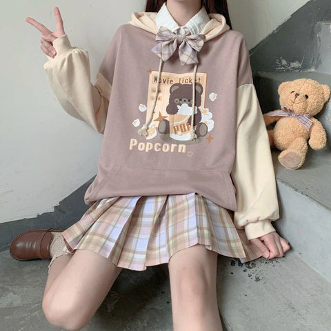 Japanese Style Cute Bear Teen Girl Hoodies