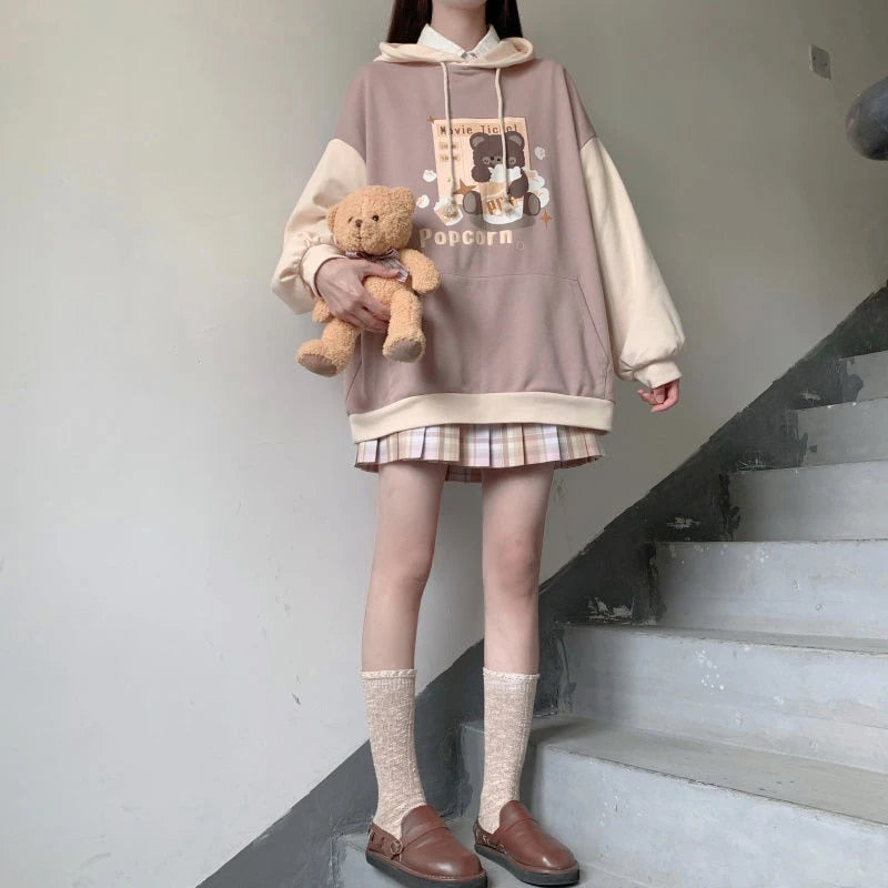 Japanese Style Cute Bear Teen Girl Hoodies