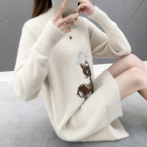 Christmas Theme Turtleneck Oversized Sweaters