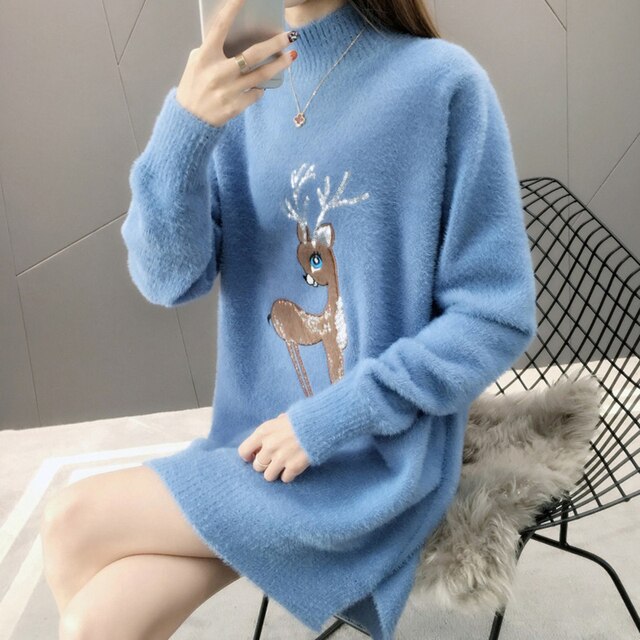 Christmas Theme Turtleneck Oversized Sweaters