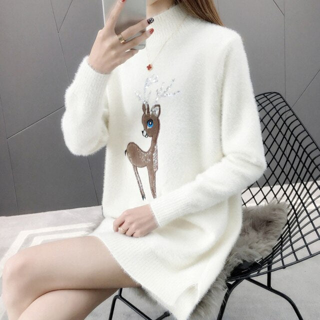 Christmas Theme Turtleneck Oversized Sweaters