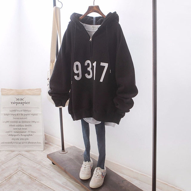 9317 Cool Winter Style Loose Hoodies