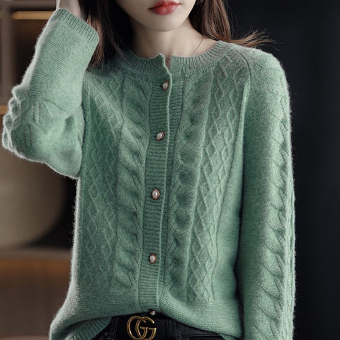 Autumn Spring Style Buttoned Thick Cardigan