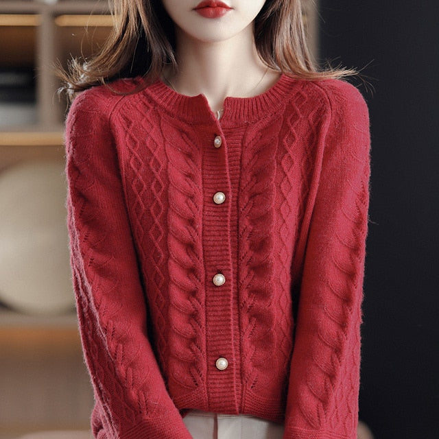 Autumn Spring Style Buttoned Thick Cardigan